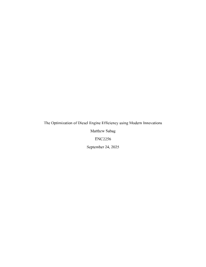 First page of the diesel engine efficiency industry analysis
